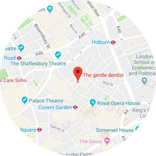 The gentle dentist shown on the map in 61 shelton street covent garden london wc2h 9he